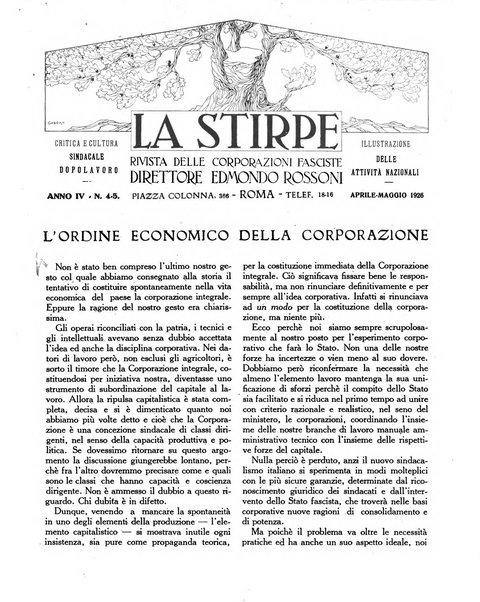 La stirpe rivista delle corporazioni fasciste