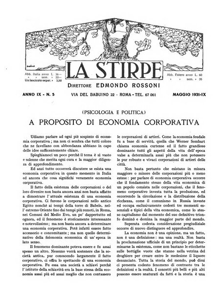 La stirpe rivista delle corporazioni fasciste