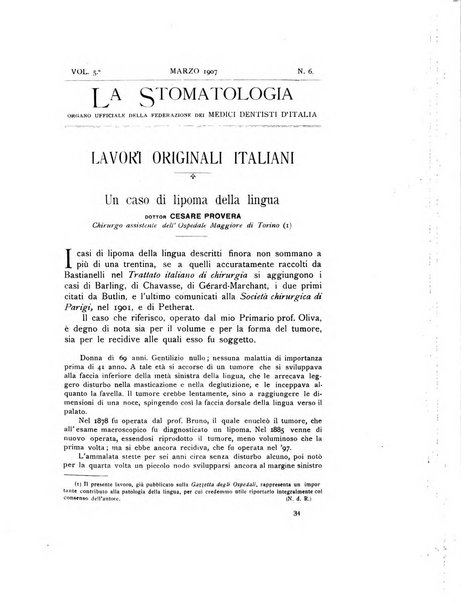 La stomatologia periodico mensile