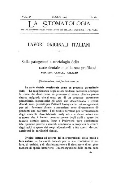 La stomatologia periodico mensile