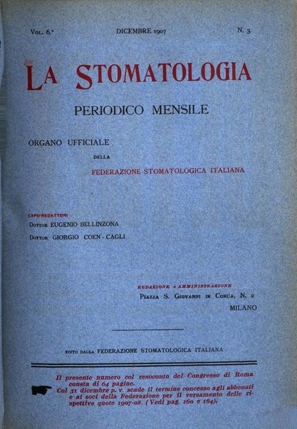 La stomatologia periodico mensile