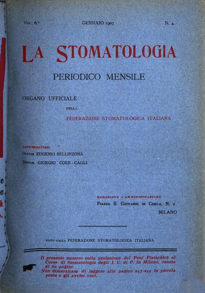 La stomatologia periodico mensile