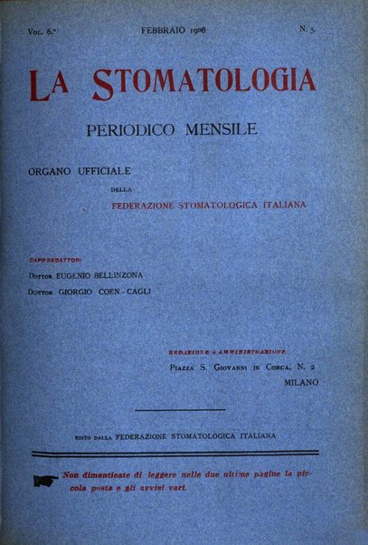 La stomatologia periodico mensile