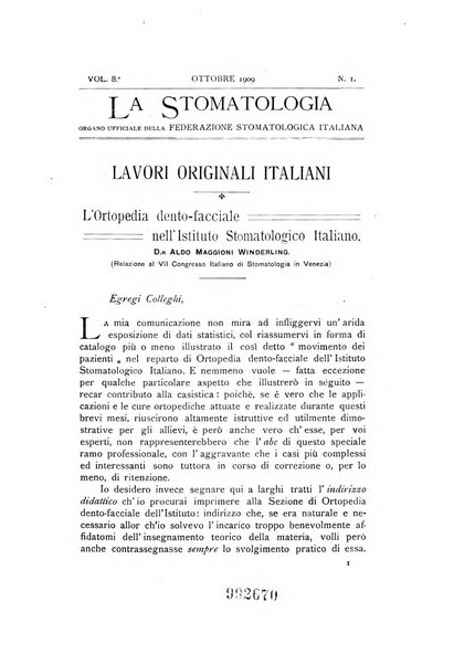 La stomatologia periodico mensile