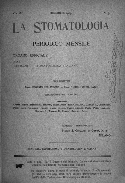 La stomatologia periodico mensile