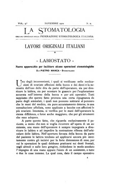 La stomatologia periodico mensile