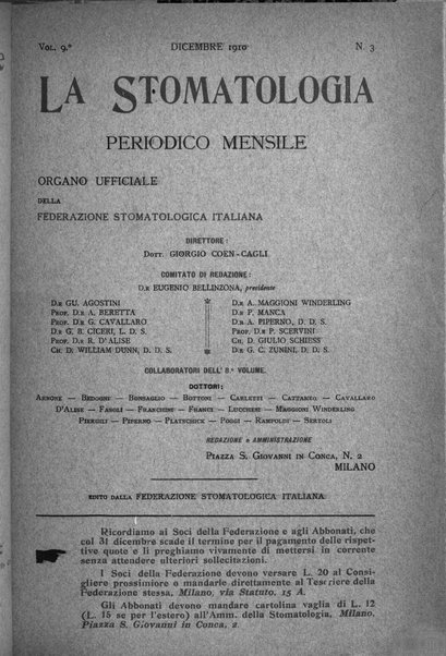 La stomatologia periodico mensile