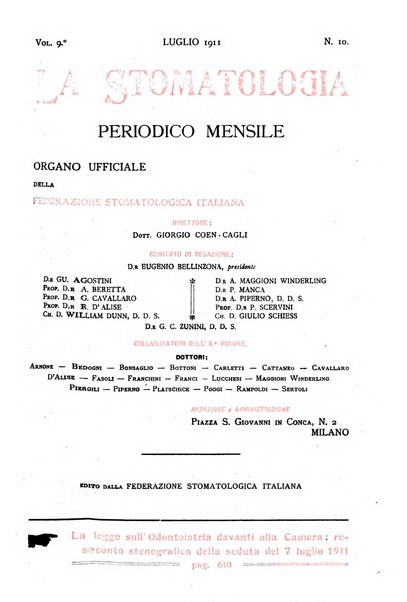 La stomatologia periodico mensile