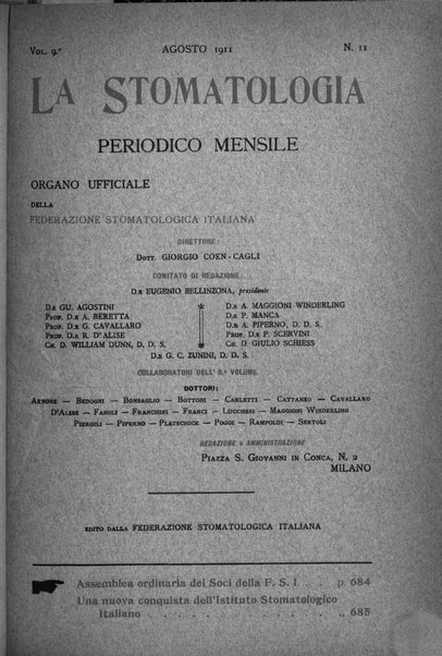 La stomatologia periodico mensile