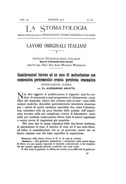 La stomatologia periodico mensile