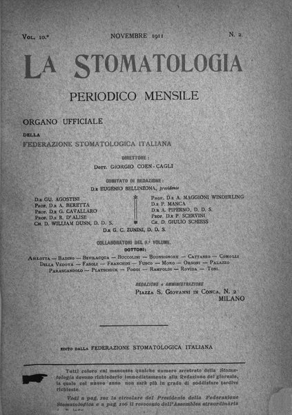 La stomatologia periodico mensile