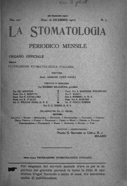 La stomatologia periodico mensile