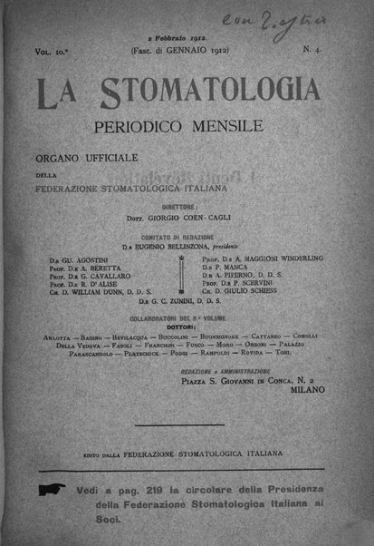 La stomatologia periodico mensile