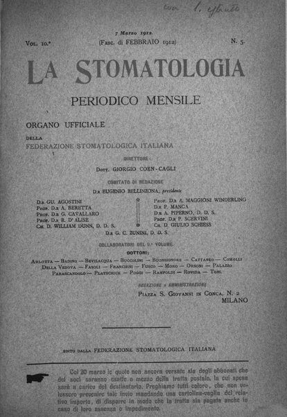 La stomatologia periodico mensile