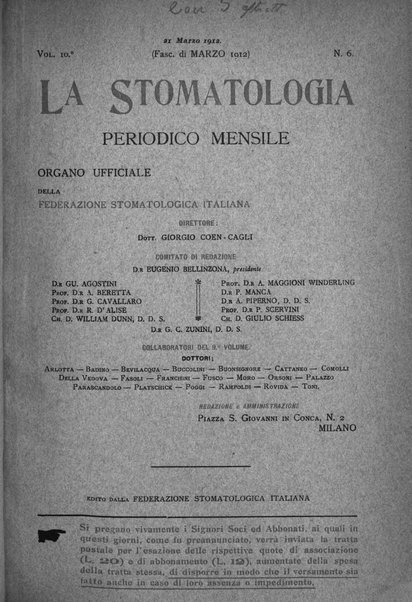 La stomatologia periodico mensile