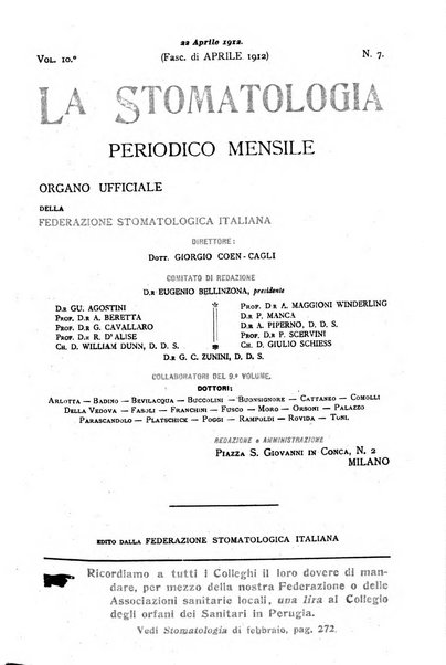 La stomatologia periodico mensile