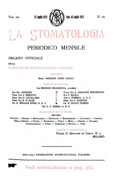 La stomatologia periodico mensile