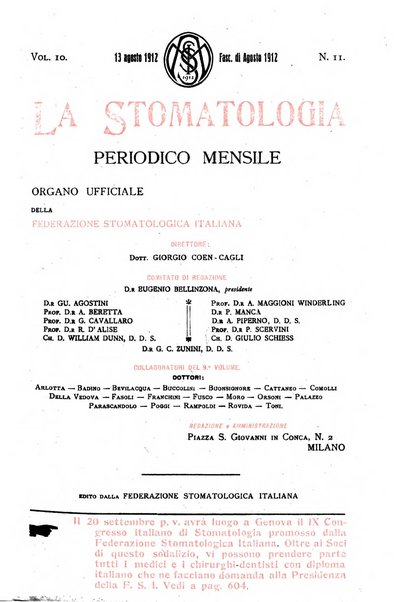 La stomatologia periodico mensile