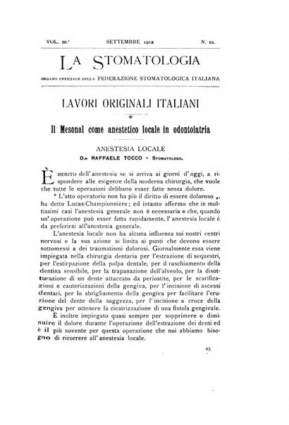 La stomatologia periodico mensile