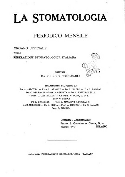 La stomatologia periodico mensile