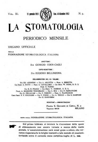 La stomatologia periodico mensile