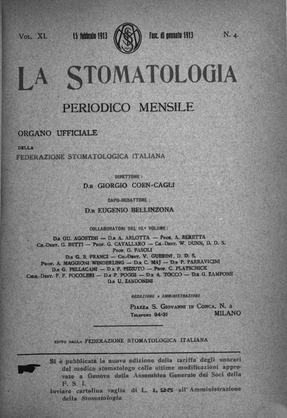 La stomatologia periodico mensile