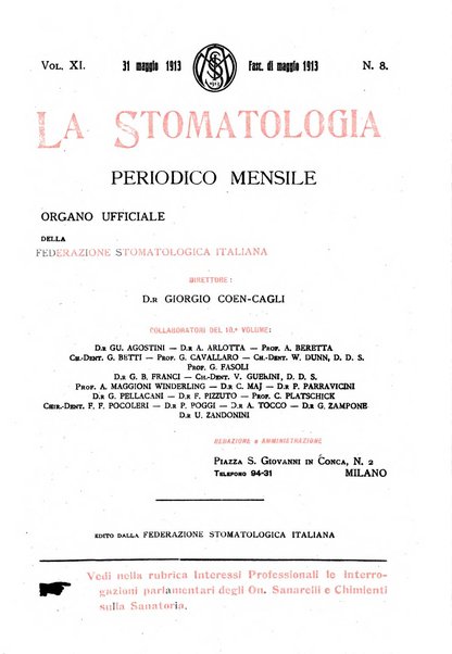 La stomatologia periodico mensile