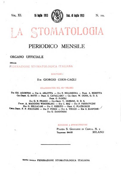 La stomatologia periodico mensile