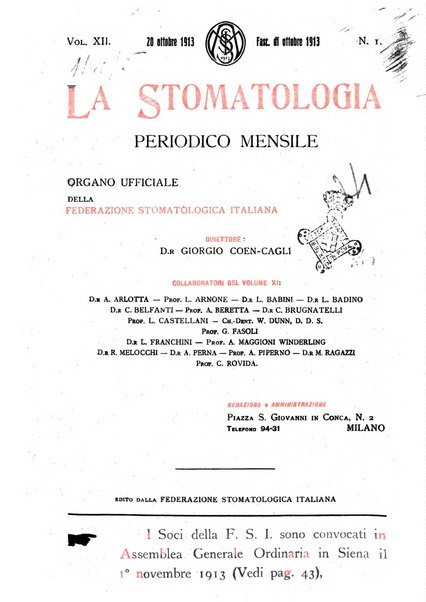 La stomatologia periodico mensile