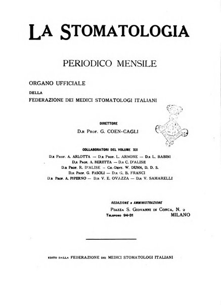 La stomatologia periodico mensile