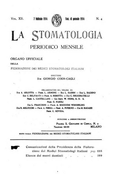 La stomatologia periodico mensile