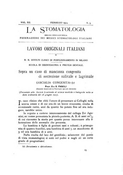 La stomatologia periodico mensile