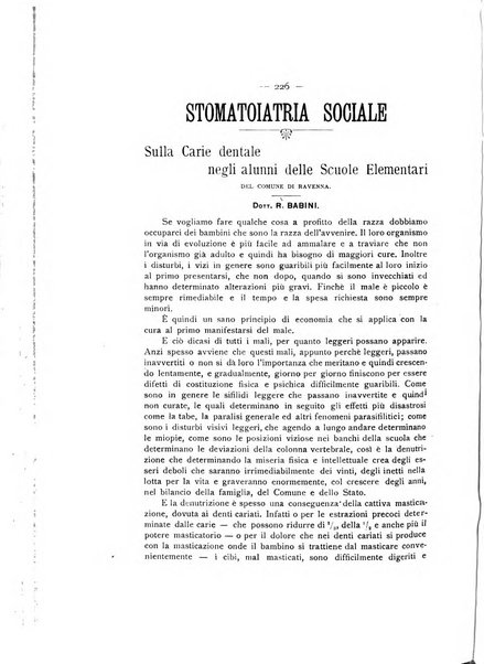 La stomatologia periodico mensile