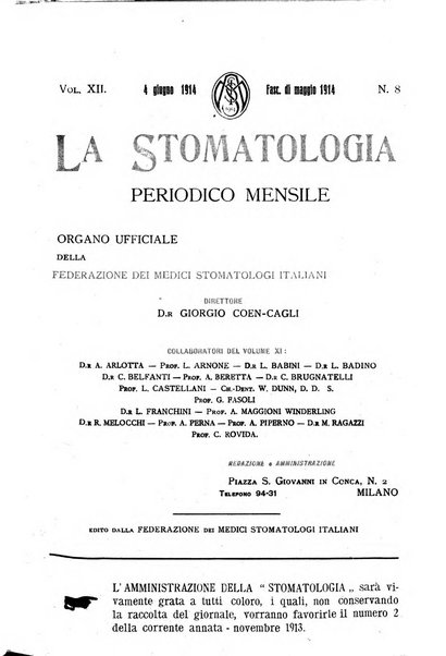 La stomatologia periodico mensile