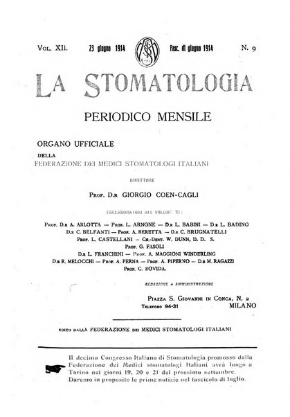 La stomatologia periodico mensile