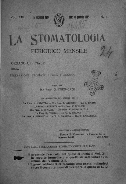 La stomatologia periodico mensile