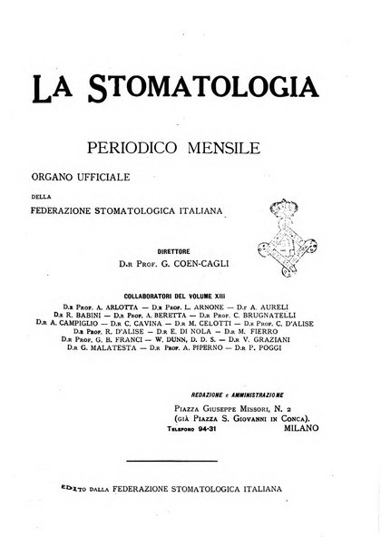 La stomatologia periodico mensile