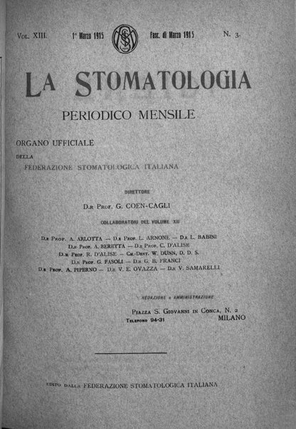 La stomatologia periodico mensile