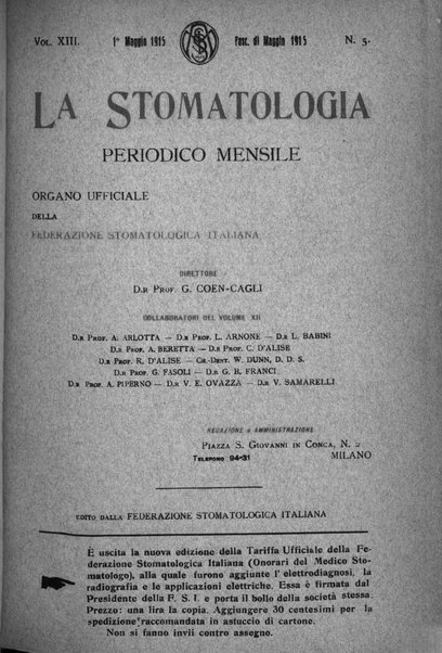 La stomatologia periodico mensile