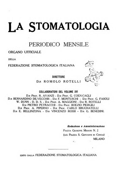 La stomatologia periodico mensile