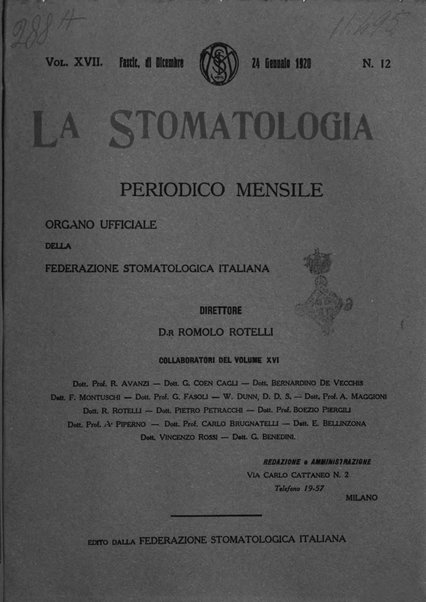 La stomatologia periodico mensile