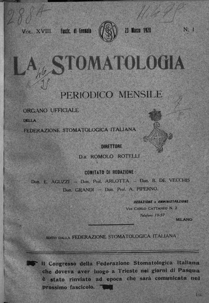 La stomatologia periodico mensile