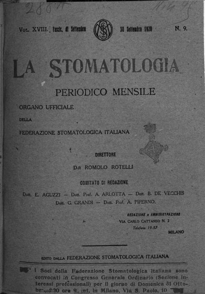 La stomatologia periodico mensile