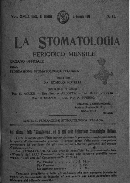 La stomatologia periodico mensile