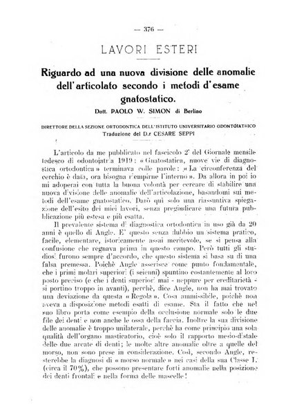 La stomatologia periodico mensile