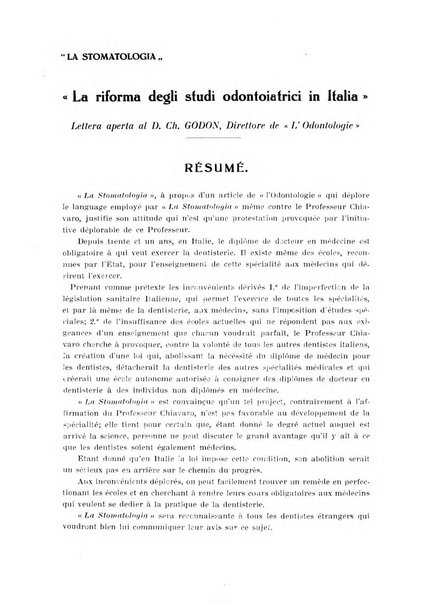 La stomatologia periodico mensile