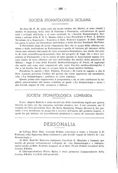 La stomatologia periodico mensile