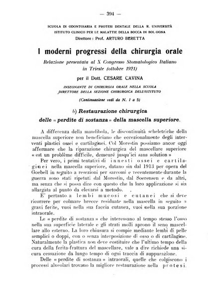 La stomatologia periodico mensile