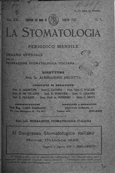 La stomatologia periodico mensile