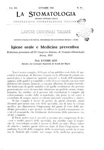 La stomatologia periodico mensile